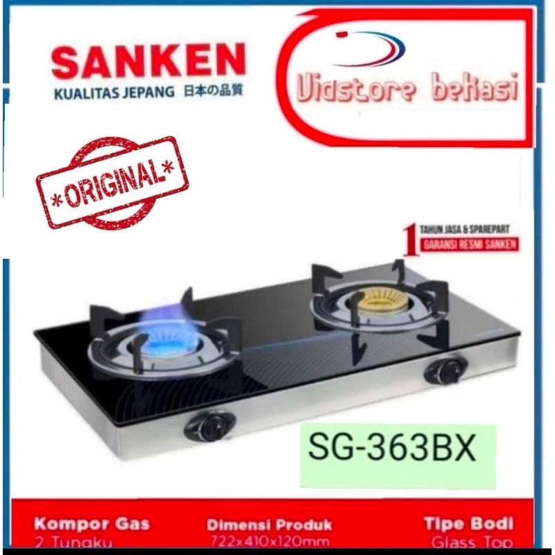 Kompor gas KOMPOR GAS KACA SANKEN SG363BX Kompor Gas 2 TUNGKU TEMPERRED GLASS SANKEN/SG-363BX/SANKEN