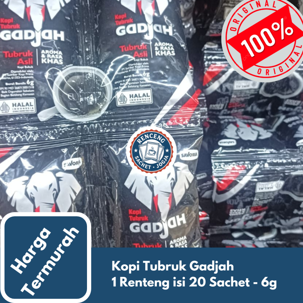

Kopi Tubruk Gadjah 1 Renteng isi 20 Sachet 6g - Kopi Indonesia, Kopi Tubruk, Kopi Hitam, Kopi Premium