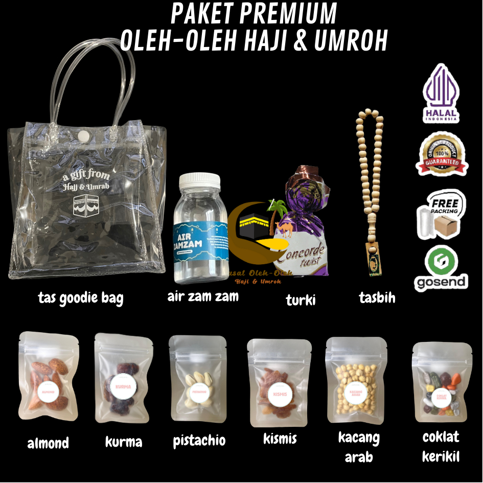 

Paket Oleh Oleh Haji dan Umroh Eksklusif Klip Buram Goodie Bag Tote Bag Transparan Tas Mika dengan Variasi
