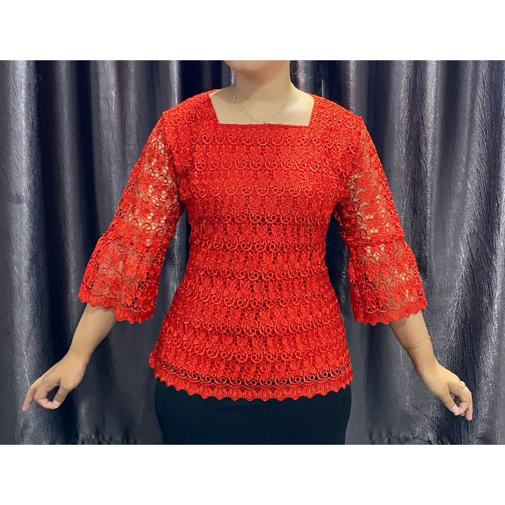 Blus brokat hoki tangan terompet