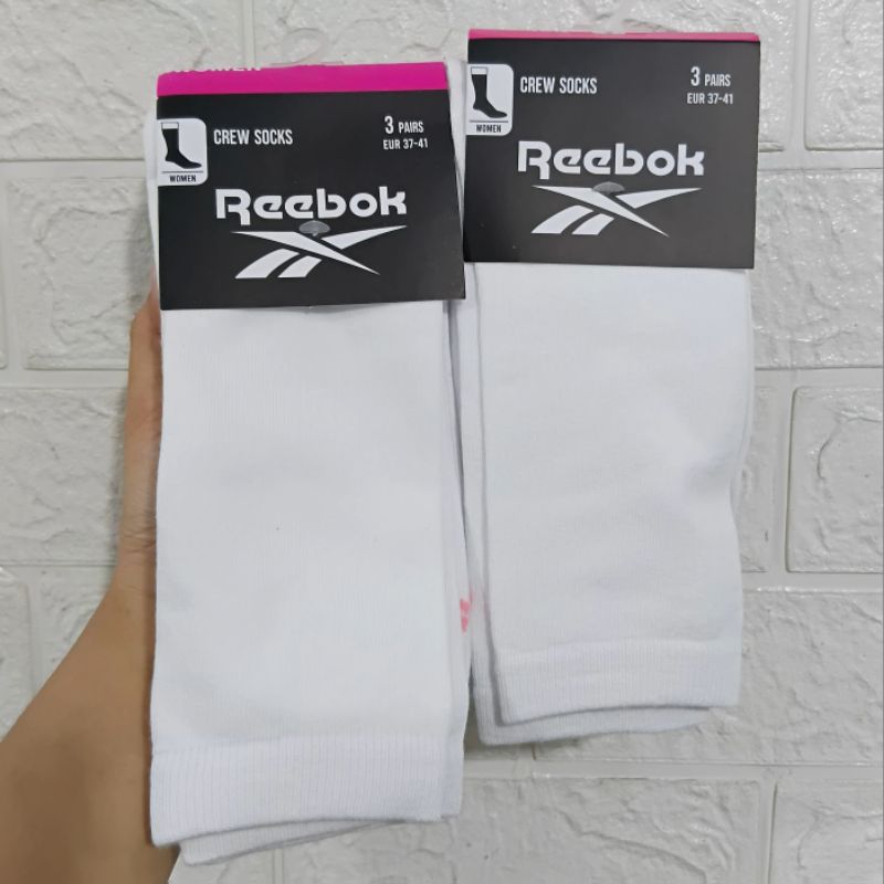 Reebok 3P Crew Women Socks White | Kaos Kaki Reebok Cewek | Reebok Kaos Kaki Cewek - Reebok Women So