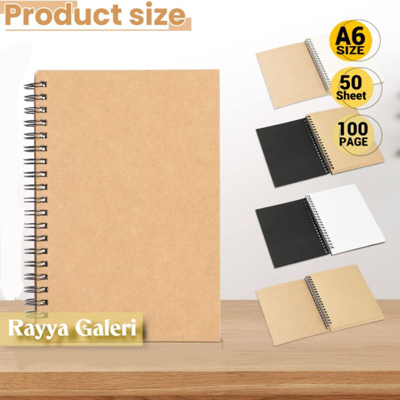 

Buku sketchbook A6 polos kraft isi 100 halaman buku catatan sketsa