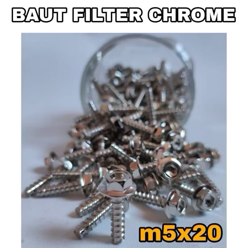 BAUT FILTER CROME 2KUNCI BAUT FILTER PROBOLT ORIGINAL VARIO BEAT MIO SCOOPY NMAXTURBO VARIO160