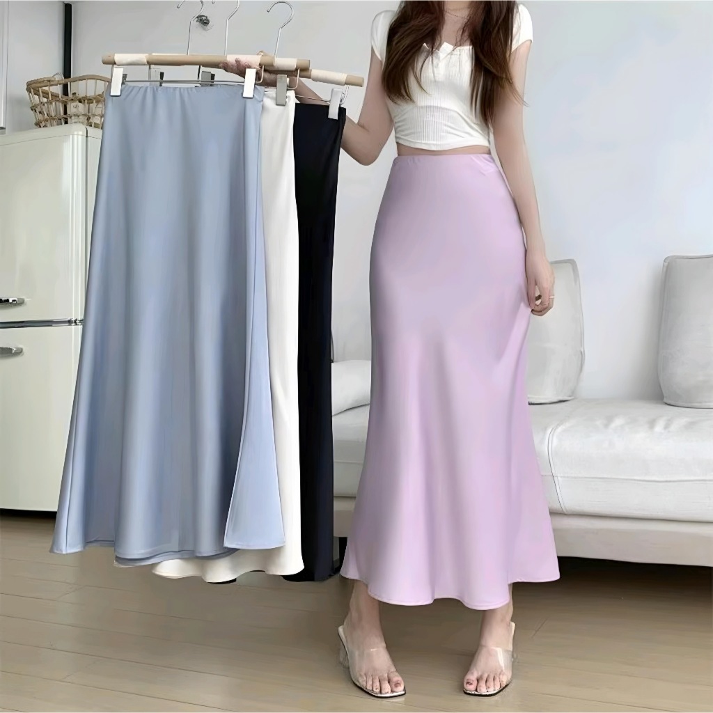 (BISA COD)ROK VELVET SATIN SKIRT | ROK SATIN SILK PREMIUM / ROK SATIN