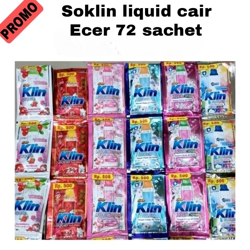 PROMO 72 PCS SOKLIN CAIR LIQUID RENTENG / KEMASAN RENCENG 20ML