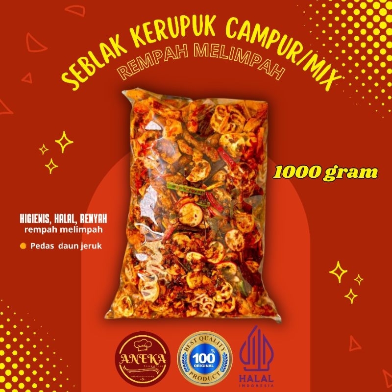 

1KG SEBLAK MIX CAMPUR/SEBLAK KERUPUK CAMPUR MIX PEDAS DAUN JERUK VIRAL