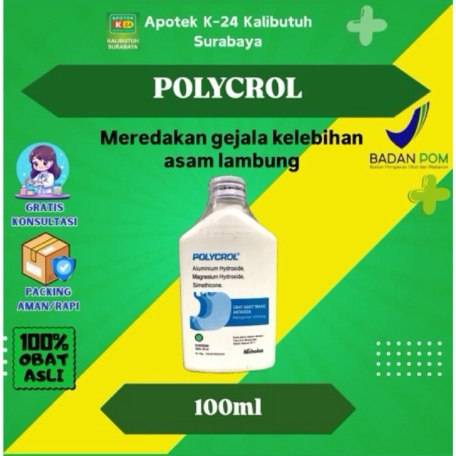 

Polycrol Suspensi 100ml - meredakan gejala kelebihan asam lambung