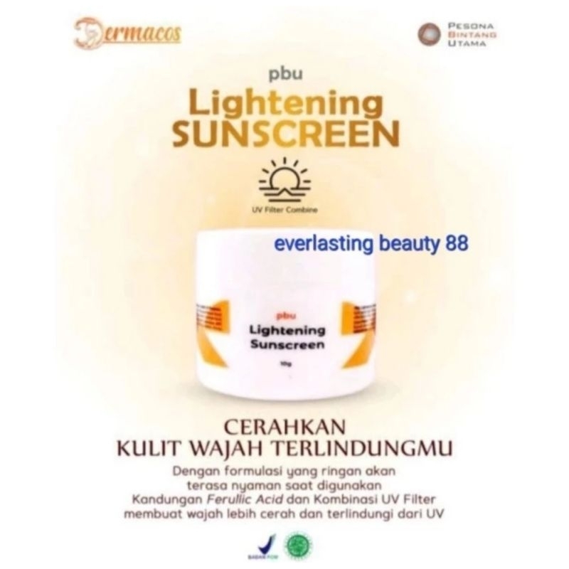 PBU Lightening Sunscreen SPF 50 - sunblock cream pencerah pelembab - krim tabir surya - BPOM