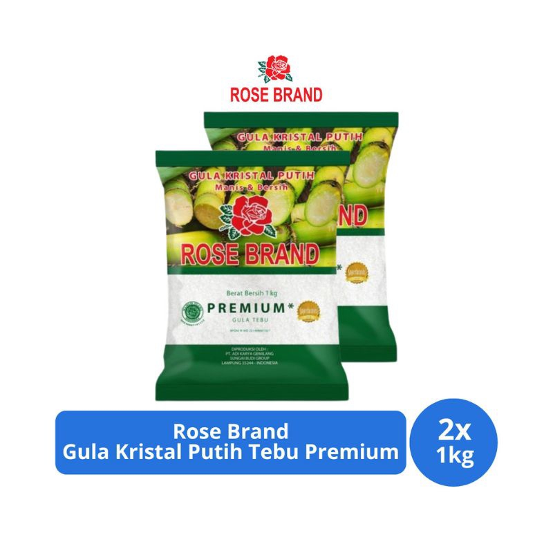 

Rose Brand Gula Kristal Putih Tebu Premium 1Kg x 2 pcs
