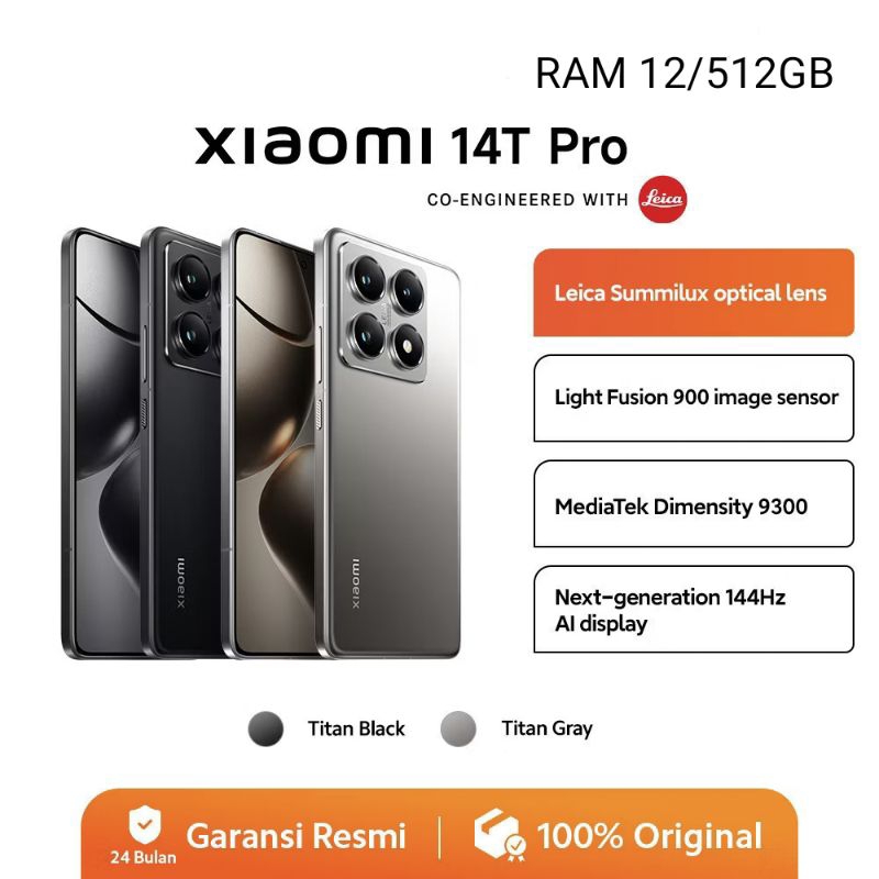 XIAOMI 14T RAM 12GB 512GB | MEDIATEK DIMENSITY 9300+ | LEICA SUMMILUX OPTICAL LENS GARANSI RESMI