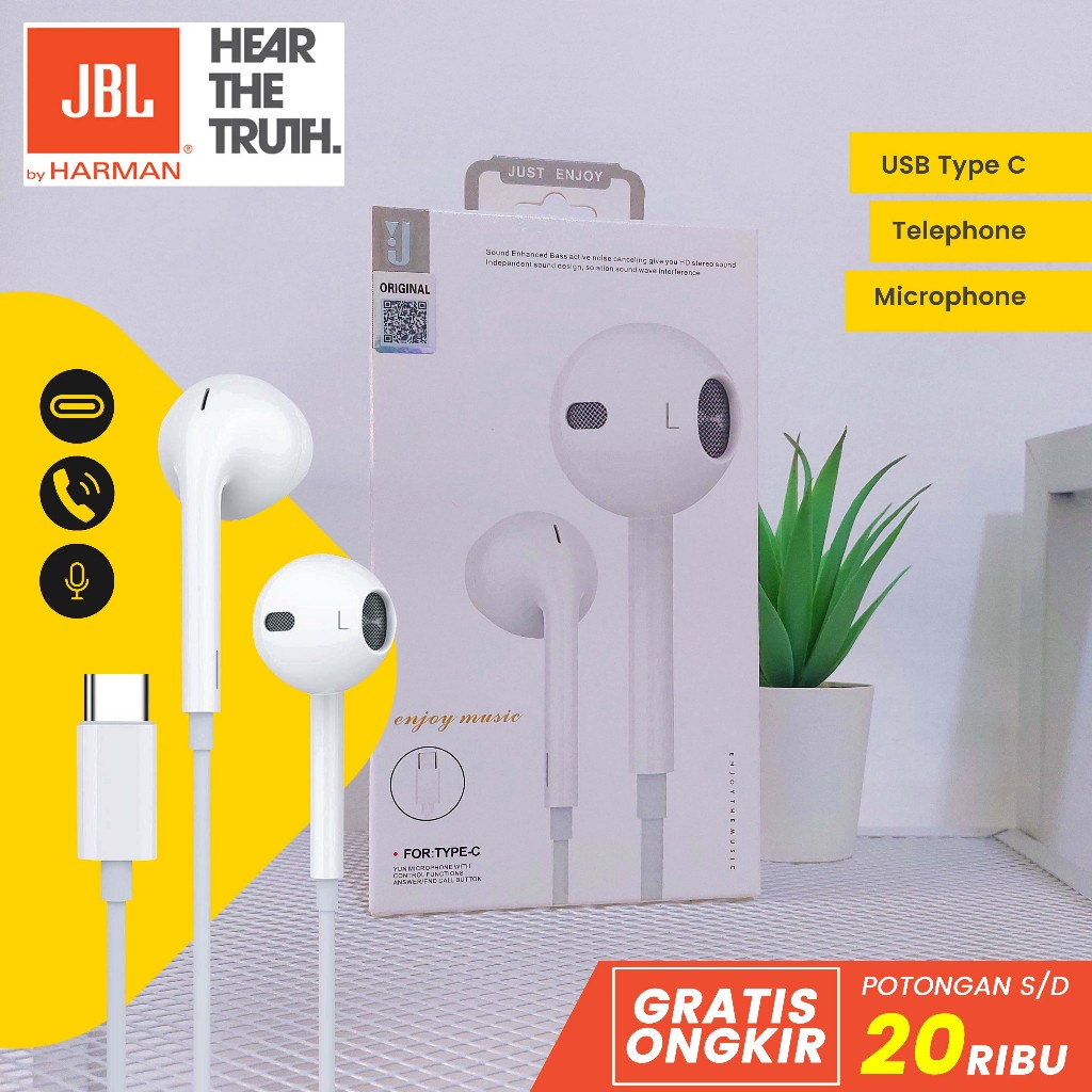 Headset Type C For Android & IPH 15 & 16 Super Bass Acoustic J B L with MIC Earphone Handsfree