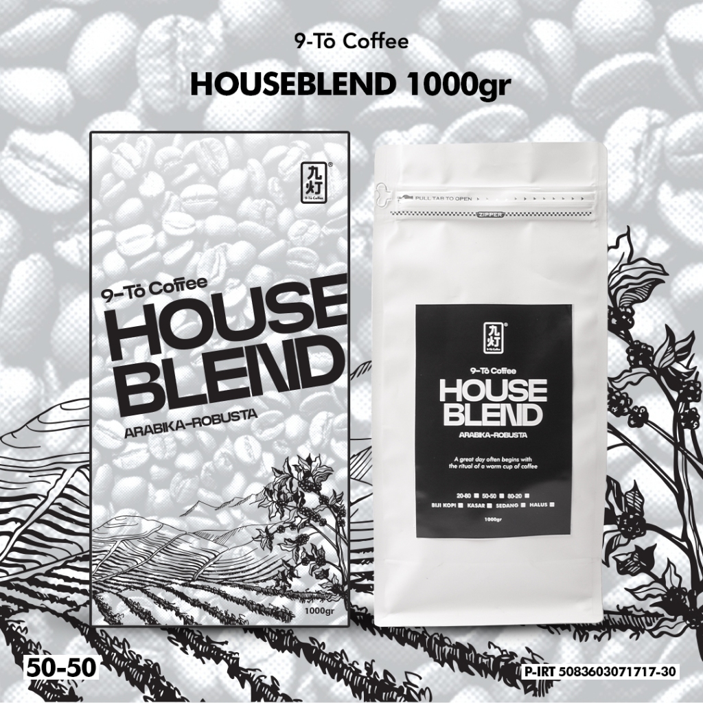 

9-To Coffee Houseblend Silver 50% Arabika 50% Robusta 1Kg Biji Kopi Indonesia