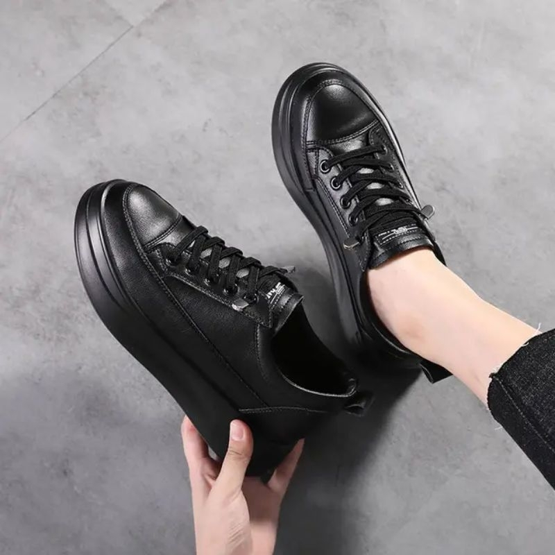 Sepatu Sekolah Wanita Hitam Polos Sepatu Sneaker Wanita Import Korean Fashion
