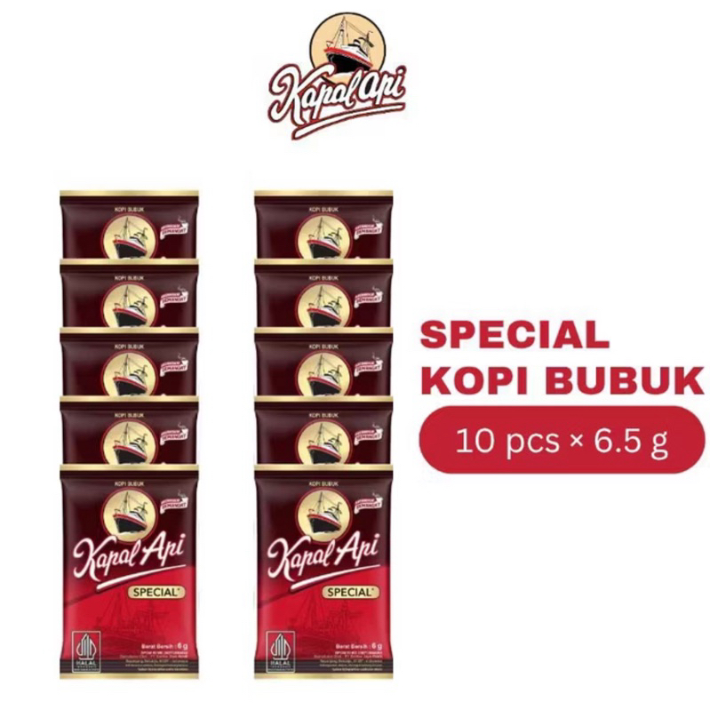 

Kopi Kapal Api Special Mini 6,5 gr 1 renceng isi 10 sachet Tanpa Gula