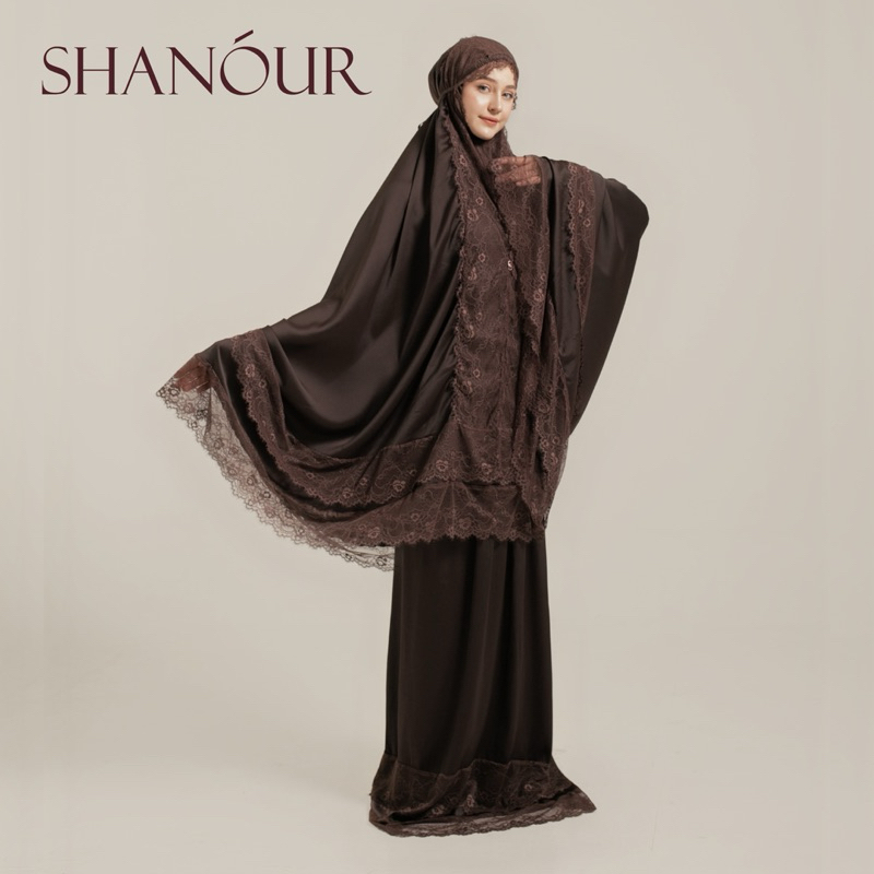 Mukena Silk Premium Deep Espresso | Mukena Sutra Mewah with Box | Luxury Prayer Set Gift Umroh, Sese