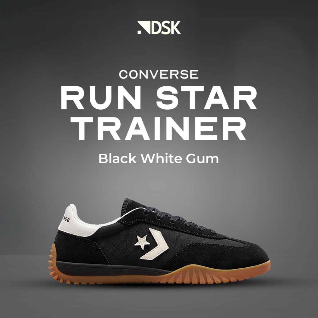 Converse Run Star Trainer Black White Gum 100% Original Sepatu Pria Wanita Sneakers Converse Sepatu 