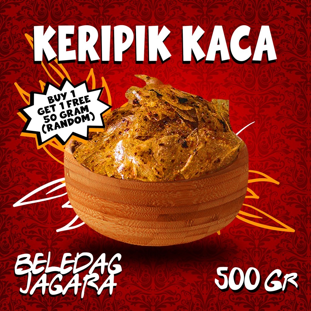 

JAGARA - Cemilan Keripik Kaca Pedas Daun Jeruk Bumbu Melimpah Khas Jagara Beledag 500gr
