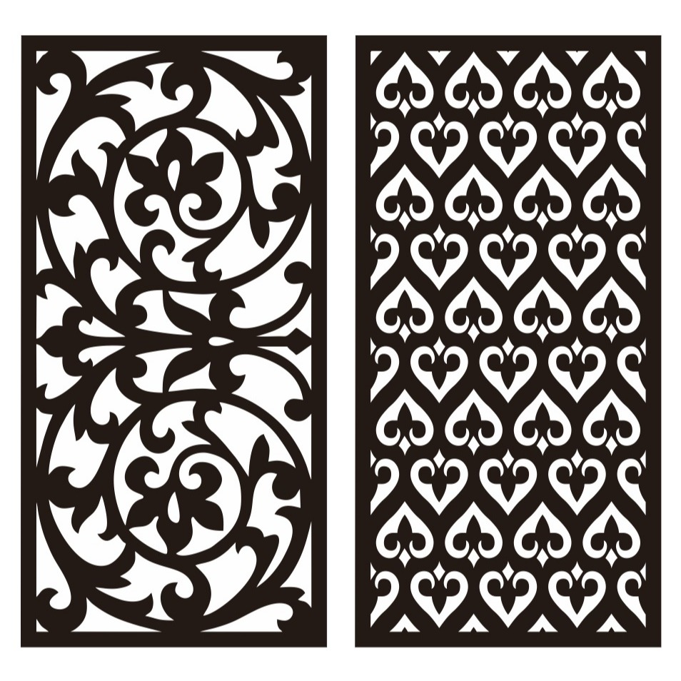 PAGAR BESI CUTTING LASER - PENYEKAT RUANGAN MINIMALIS - LASER CUTTING CNC - ORNAMEN PLAT HITAM MOTIF
