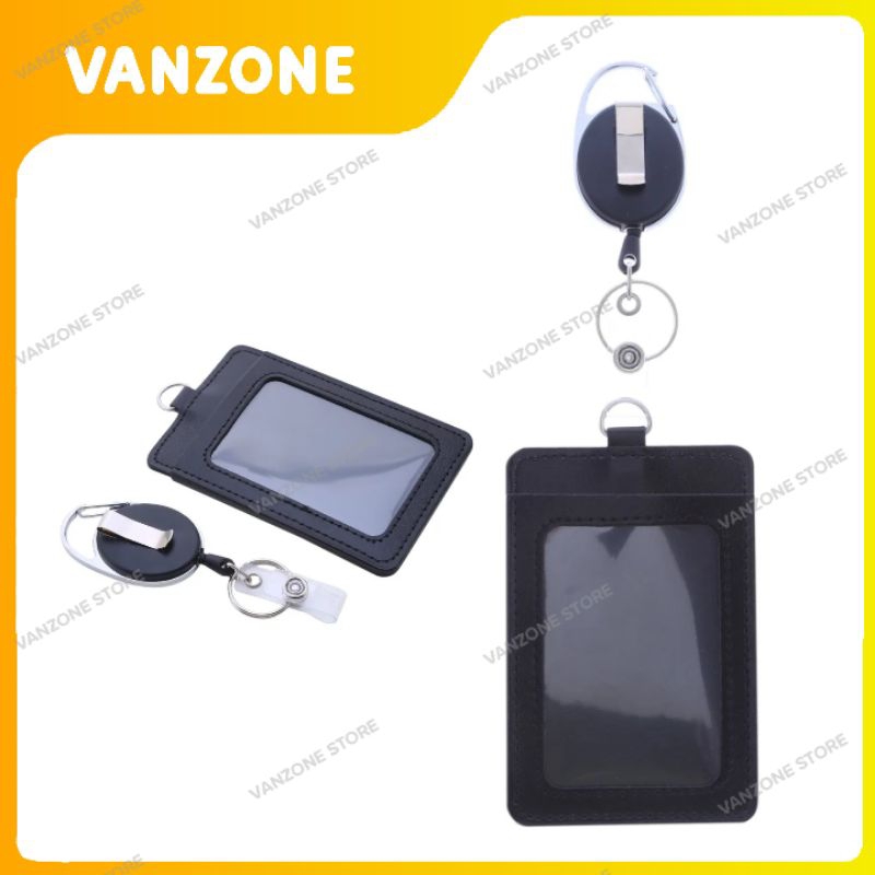 

[VANZONE] Gantungan Kunci Dapat ditarik Kartu Tag ID Card Retractable Carabiner Multifungsi