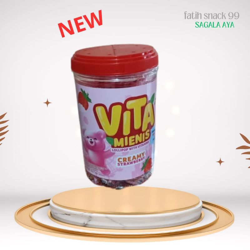 

PERMEN VITA MIENISS LOLLIPOP STRAWBERRY TOPLES 216g ISI 24 PCS