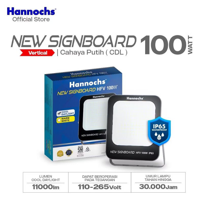 Lampu Sorot Hannochs New Signboard 100 Watt (Cahaya Putih / 6.500K)