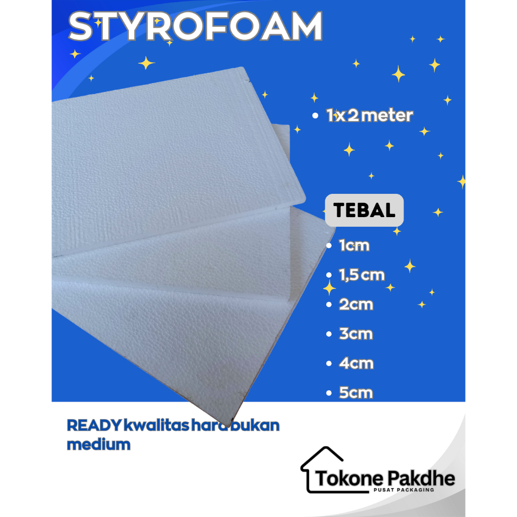 

Styrofoam Lembaran Gabus Hard Sterofom 2m x 1m D10 Keras