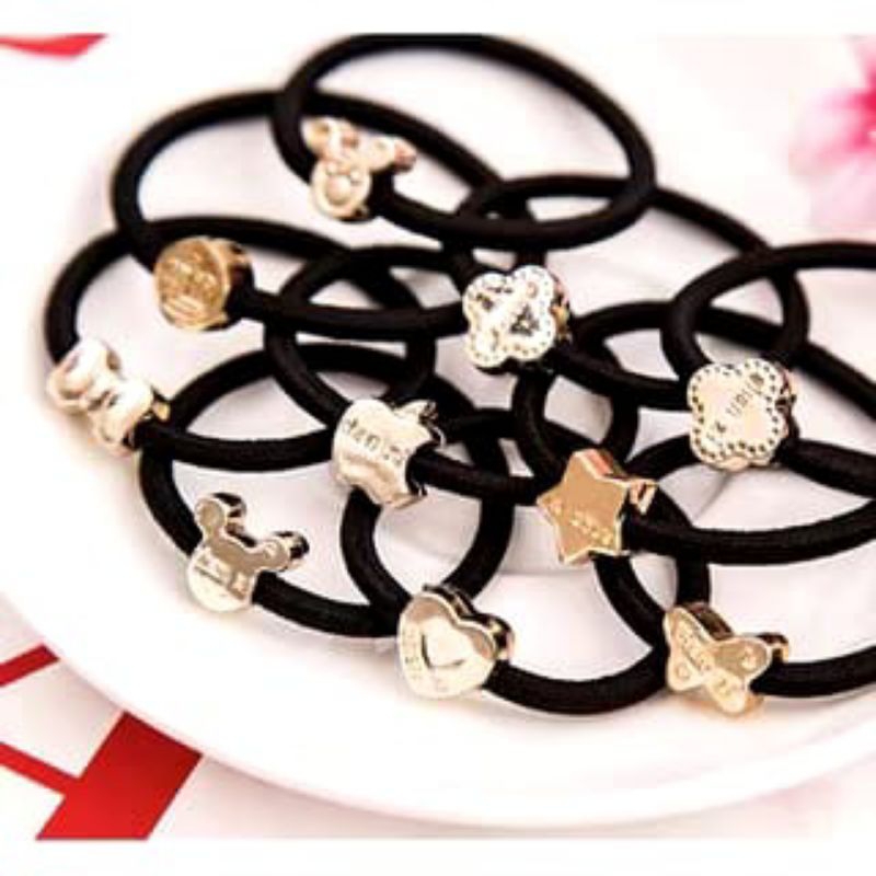 Ikat Rambut Hitam Wanita Polos Iket Rambut Karet Gelang Body Jewerly