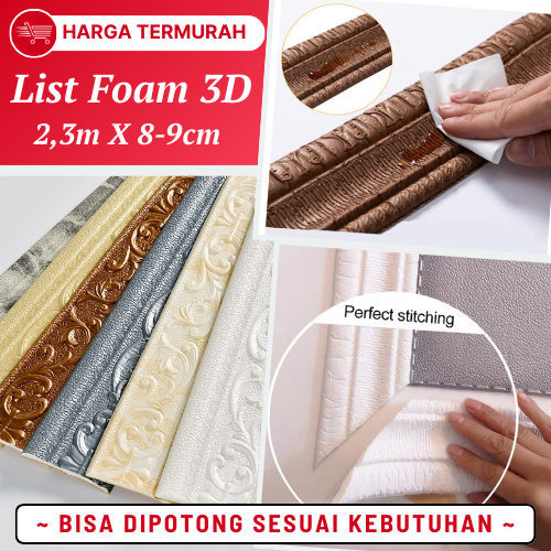 List Wallpaper Dinding List Foam 3D Wall Border Lis Foam Stiker Dinding Wall Moulding Walpaper