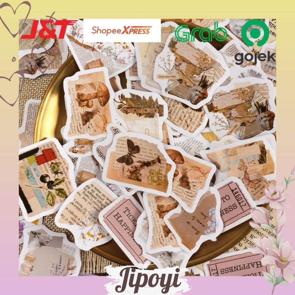 

46pcs Stiker Sticker Retro Klasik Bujo Journaling Scrapbook Planner Vintage Aesthetic Lucu DIY Deco