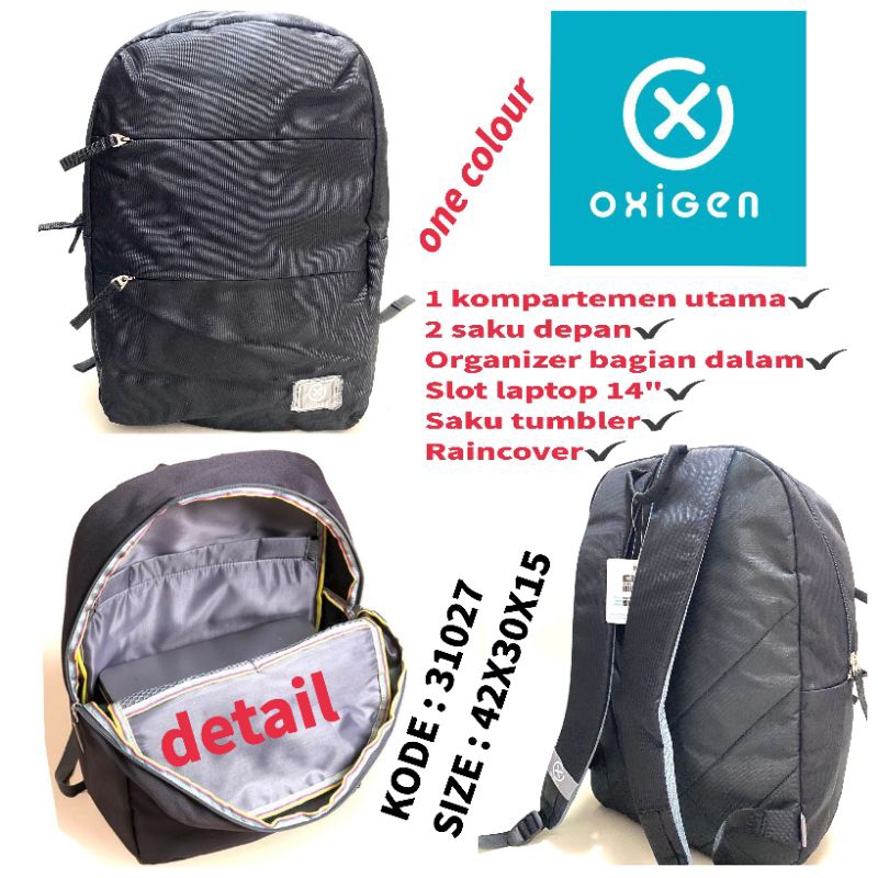 Tas Backpack Ransel Sekolah Oxigen 31027 Tas Oxigen Murah Tas Keren Oxigen Ori Bag Hitam