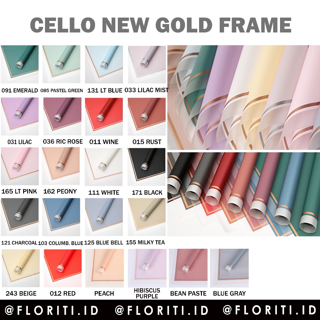

(5 LEMBAR) Kertas Buket Cellophane New Frame/Flower Wrapping Line Gold