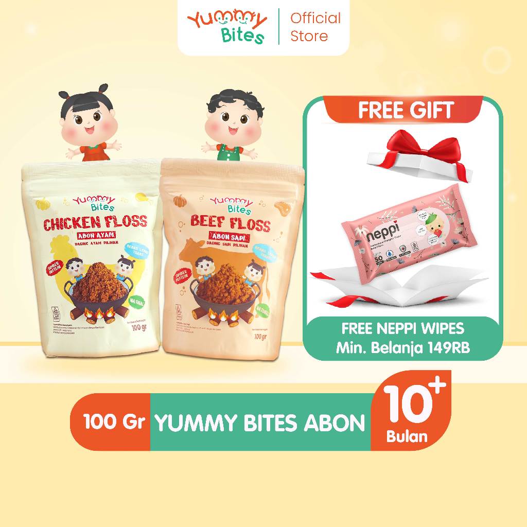 

[NIKITA WILLY EXCLUSIVE] Yummy Bites Abon Mpasi & Anak 100 GR [Abon Ayam, Abon Sapi] - BB Booster - NO MSG