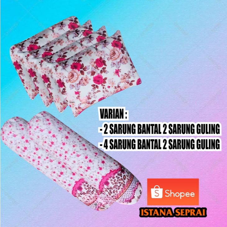 1 Set Isi 6 Pcs Sarung Bantal Dan Guling Lembut Adem Tidak Luntur