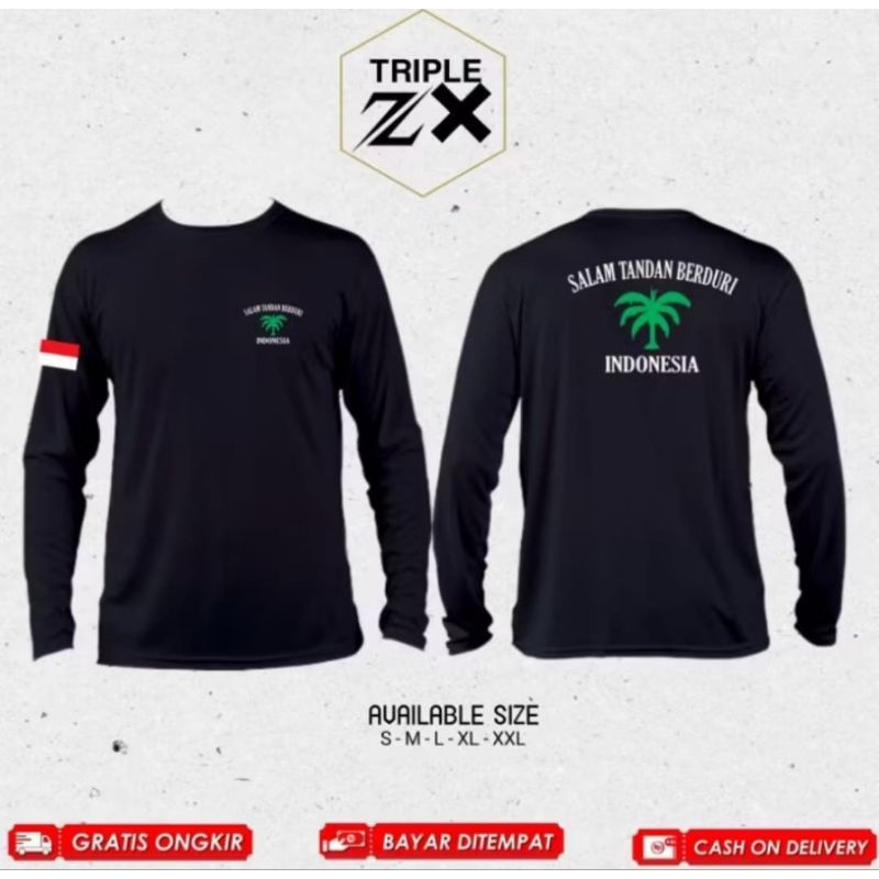KAOS TANDAN BERDURI LENGAN PANJANG CORAK POHON SILUET