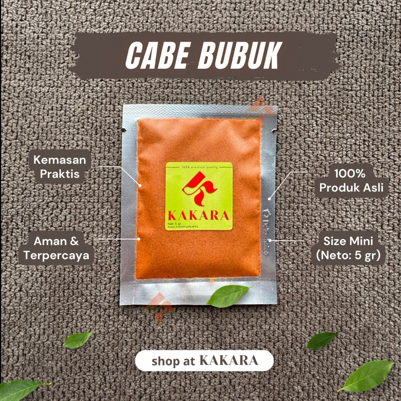 

KAKARA - Cabe Bubuk / Chili Powder 5 gram bumbu dapur rempah mini kemasan sachet