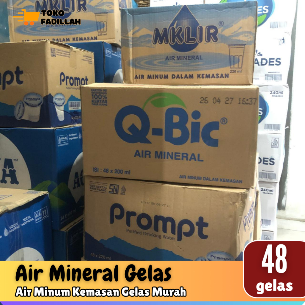 

Air Mineral Gelas 220ml Prompt / MKLIR / Q-Bic - Air Minum Gelas Murah