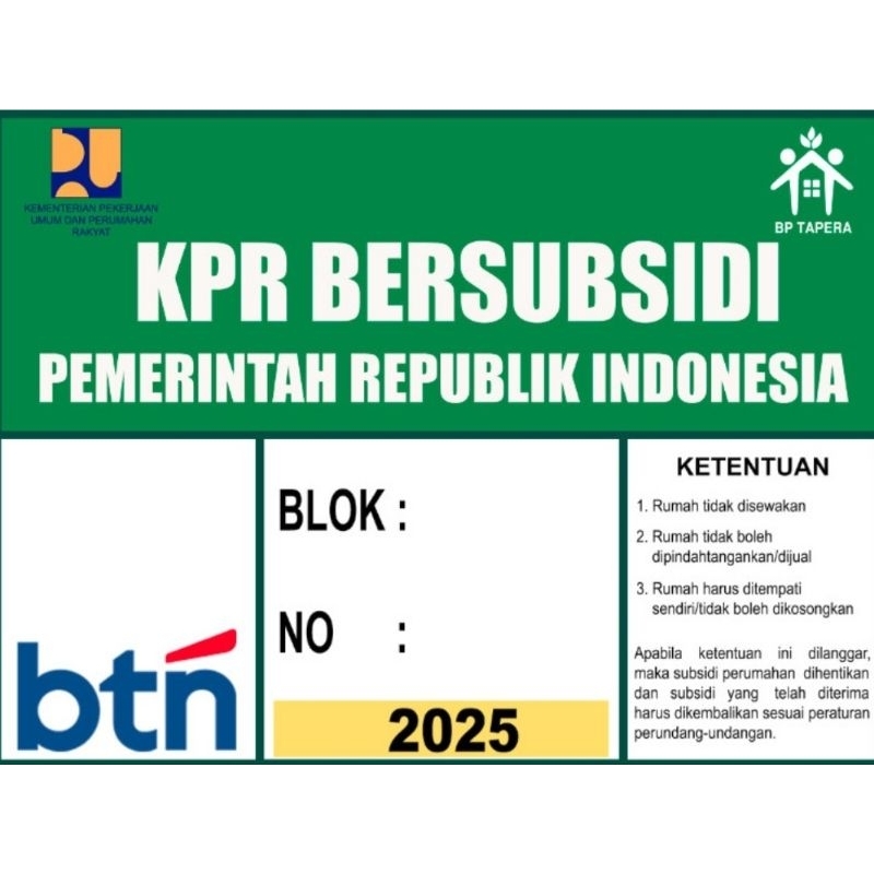 Plat nomor rumah kpr subsidi (harga 35 pcs)