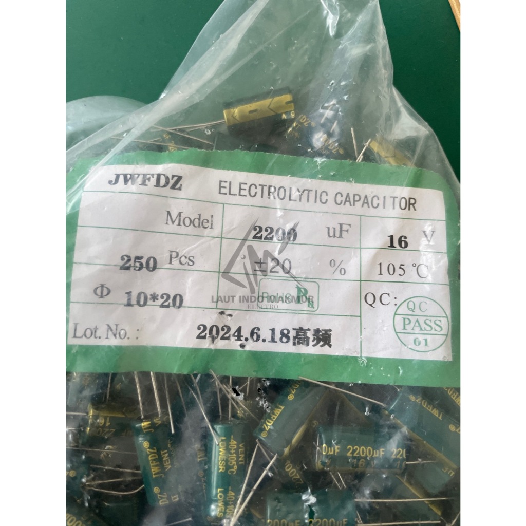 250 BUAH ELCO 2200UF 16V KAPASITOR CAPACITOR KAPASITOR ELKO 2200 UF 16 V ups stabilizer