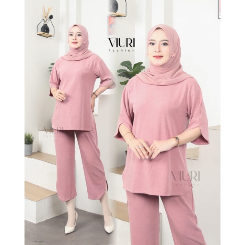 Viurie Setelan Wanita Dewasa Bahan Knit Premium | Baju dan Celana Nyaman Harian | Setcel Viral | Baj