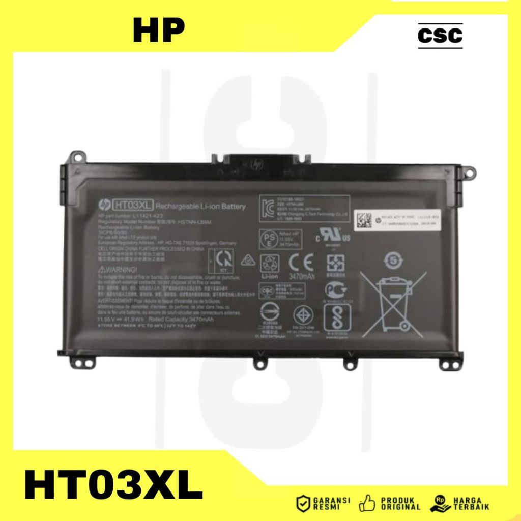 Baterai Laptop HP 14s-fq1032AU 14s-fq1035AU 14s-fq0013AU 14s-fq0055AU HT03XL