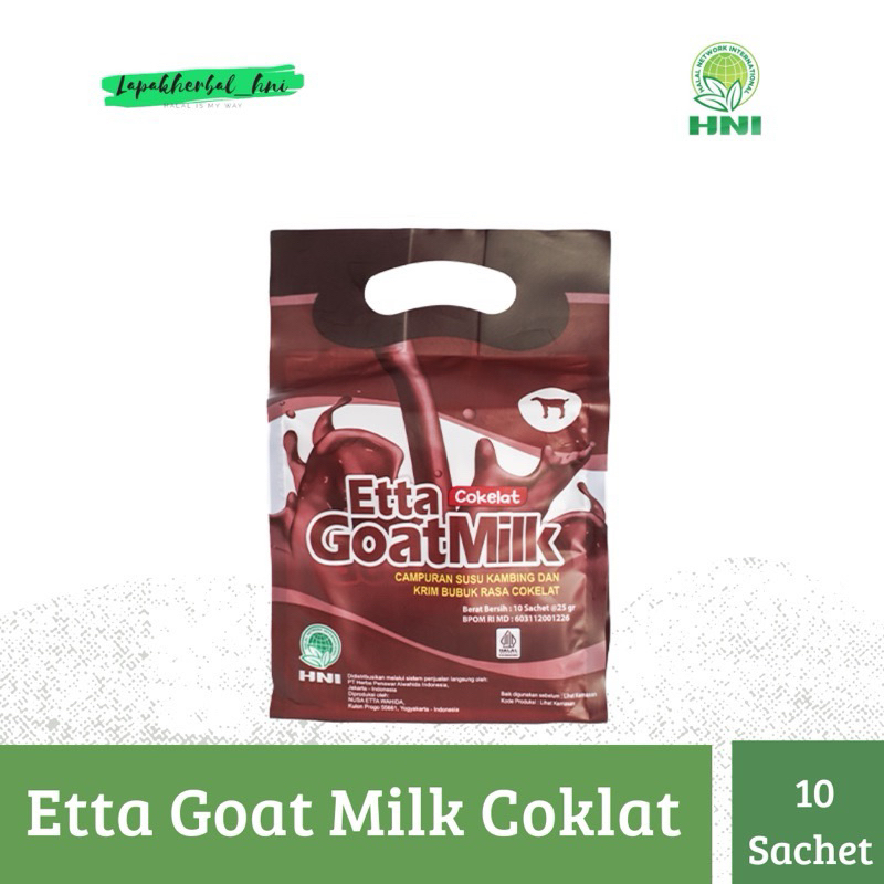 

Etta Goat Milk Rasa Coklat HNI Susu Kambing Etawa Isi 10 Sachet