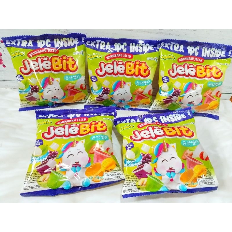 

PAKET HEMAT Jele Bit 90 gram Isi 5 @6 Pcs Aneka Rasa Buahan ( Leci, Strawberry, Mangga, Melon, Anggur )