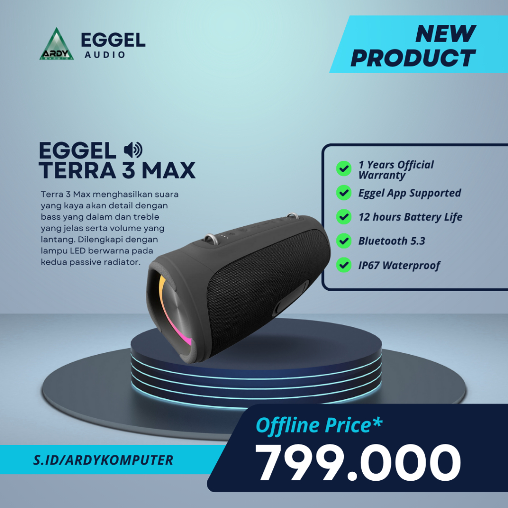 Eggel Terra 3 Max Waterproof Bluetooth Speaker with RGB Lights