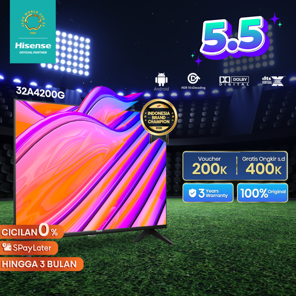 Hisense 32 inch Android11 Bezelless Design Voice Control TV - 32A4200G