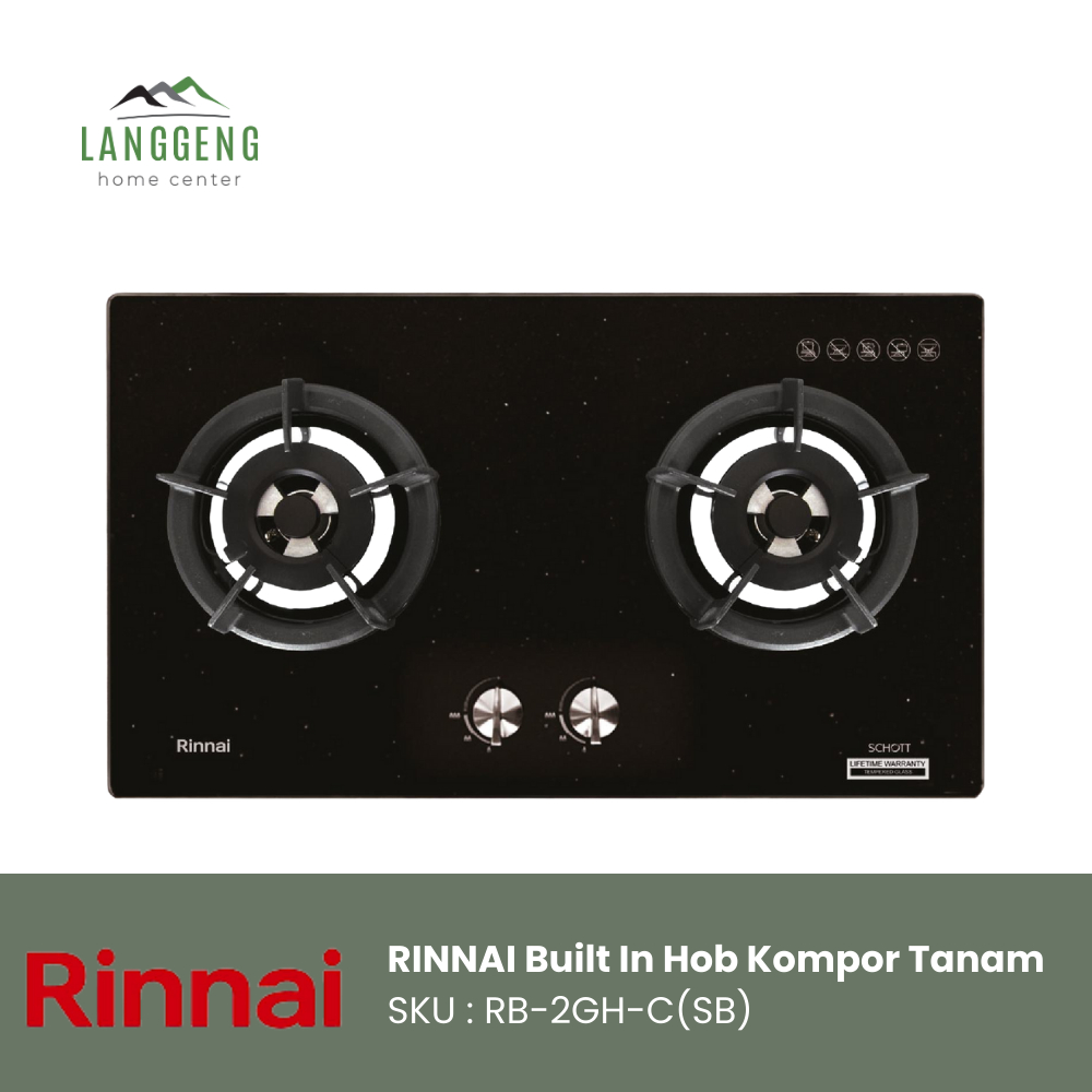 Rinnai Kompor Tanam Hitam RB-2GH-C(SB) 2 Tungku