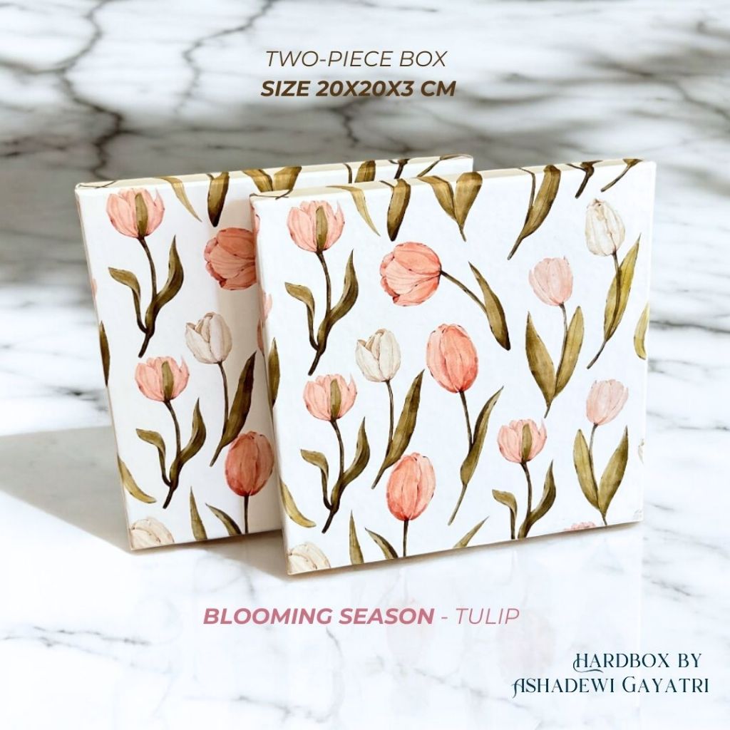 

HARDBOX BY ASHADEWI - TWO PIECE BOX / BOX TUTUP TERPISAH (20X20X3 CM) - BLOOMING SEASON - TULIP