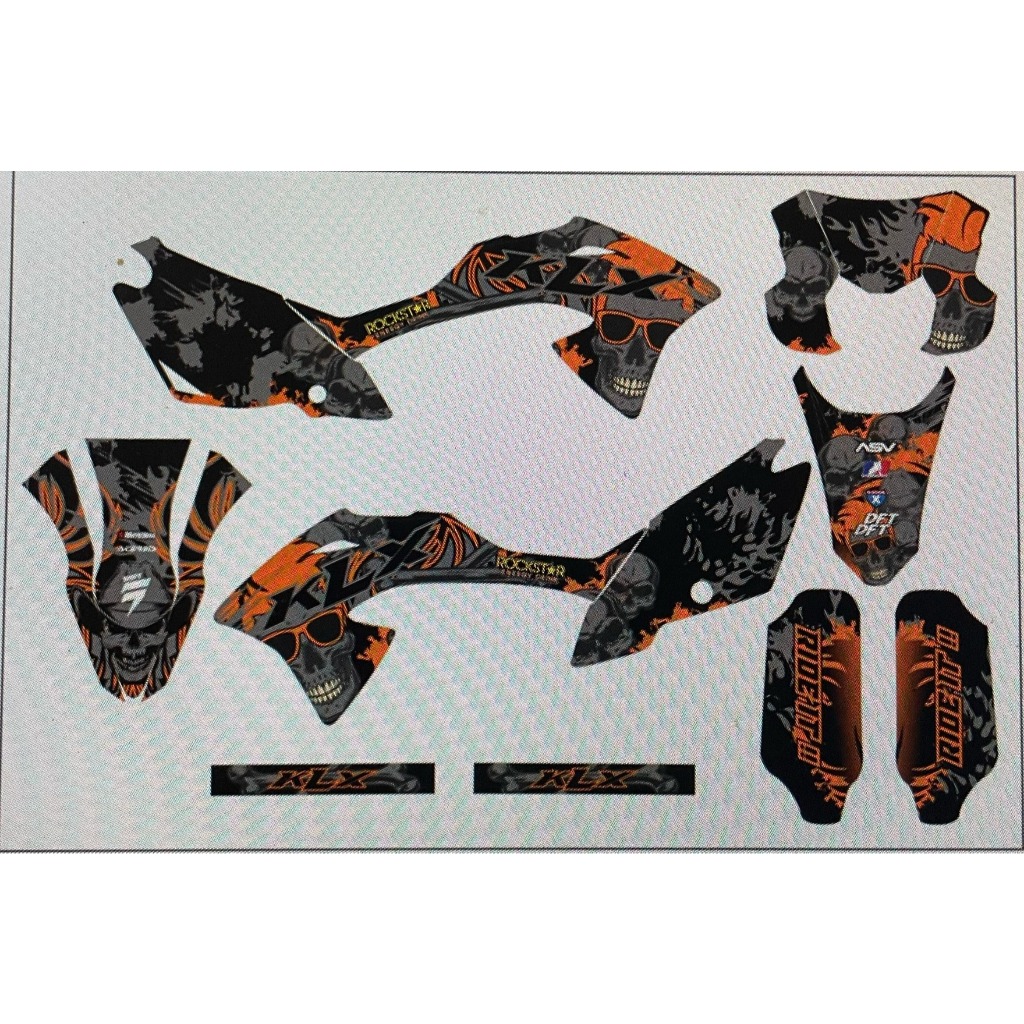 decal decal stiker klx 150 bf dekal stiker variasi striping custom fullbody motif tengkorak hijau or