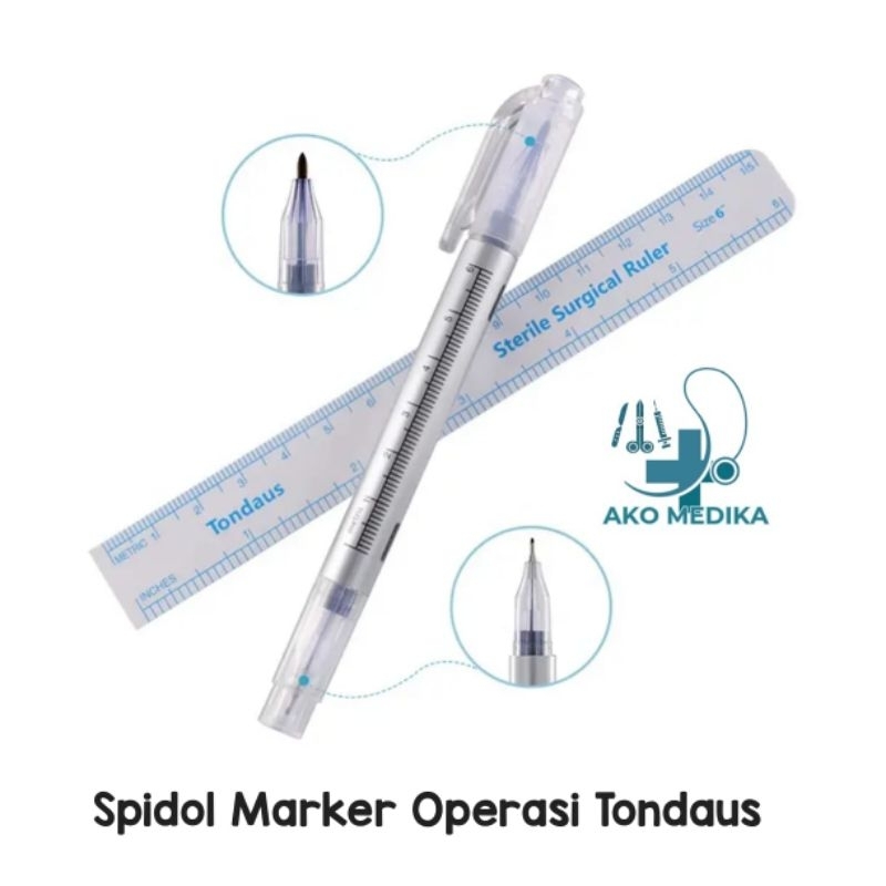

Spidol Operasi Tondaus Skin Marker Steril 2 sisi + Penggaris / Spidol Penanda Khitan Sunat