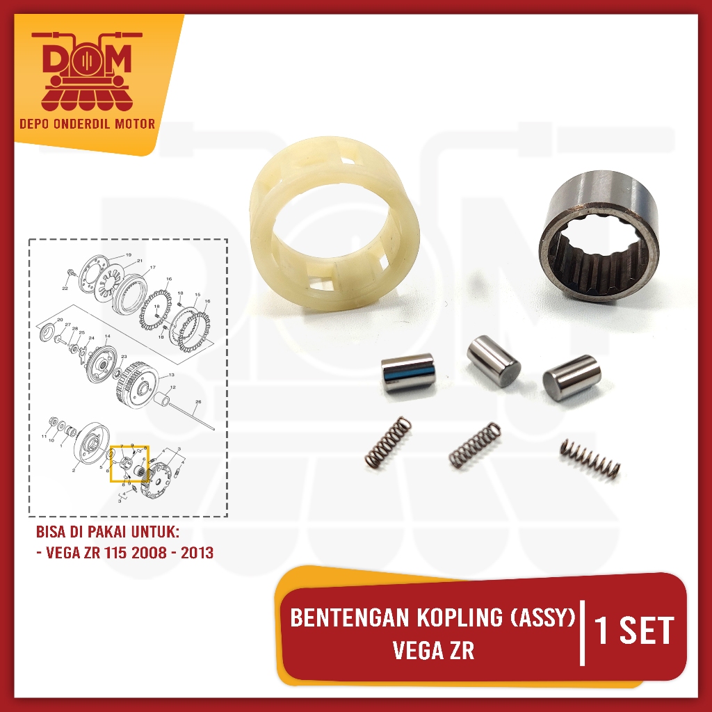 Bentengan Kopling Assy Vega Zr (KNZ) Cage Bosh Clutch Peloran Rumah Ganda Yamaha Vega Zr