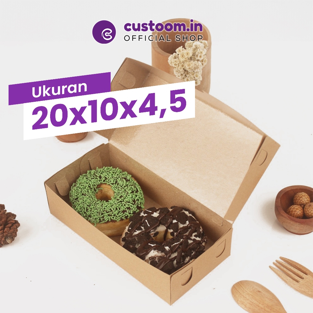 

2010KD Kotak Donat Isi 2 Pcs (Ukuran 20x10x5 cm) - Kardus Donut / Donuts | Custoom.in